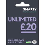 NEW Smarty UK sim card, UNLIMITED GB data for £20 +Unlimited mins/texts