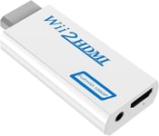 Adaptateur Wii Vers Hdmi, 1080p Convertisseur Avec Port Hdmi Et Sortie Audio 3,5 Mm Pour Écran Wii, Prend En Charge Tous Les Modes D'affichage (Wii Ntsc 480i, 480p, 576i Pal) (White)