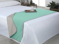 Estoralis - AVA | Chemins de lit Doux et Soyeux | Tissu matelassé réversible | Beige/Turquoise | pour lit de 80/90 cm. (60 x 160 cm.) Couvre-lit de Couleur contrastée.