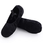 ZDQ Chaussures de Ballet Fille Doux Toile Ballerines Danse Classique Chaussures Femme Pilates Yoga Gymnastique Chausson de Danse Enfants Noir 26