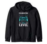 Gamers CELEBRATING A NEW LEVEL Funny Kids Birthday Zip Hoodie