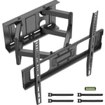 WORLDLIFT TV Wall Bracket Swivel Tilt, Double Arm Full Motion TV Mount for 32-70 Inch Flat&Curved TVs, Ultra Strong Holds up to 50 kg, Max VESA 400x400mm, Cable Ties Included, Bubble Level