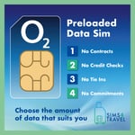 O2 Data Sim Card Preloaded with UNLIMITED 4G/5G Data. Includes 25GB to Roam for Free in 47 Countries. No Contracts, No Commitments, No Credit Checks, No Tie-ins, No Personal ID. (Valid for 1 Month)