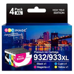 GPC Image 932XL 933XL Compatible Ink Cartridges Multipack Replacement for HP 932 933 XL for Officejet 6100 6600 6700 7110 7510 7610 7612(Black Cyan Magenta Yellow, 4 Pack)