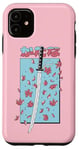 Coque pour iPhone 11 Katana Samurai Rose Fleur de Cerisier Sakura Japon Pastel Anime