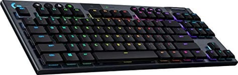 Clavier de jeu mécanique sans fil Logitech G915 LIGHTSPEED TKL Tenkeyless, interrupteur à bouton Clicky GL, LIGHTSYNC RGB, design ultra fin, autonomie de plus de 40 heures, disposition QWERTZ allemande