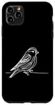 Coque pour iPhone 11 Pro Max Line Art Oiseau et Ornithologue Pin Siskin