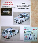 V095 PEUGEOT 205 GTI RALLYE MONTE CARLO 1988 GILBERT RENOUX DECALS VIRATE 1/43