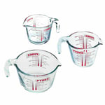 PYREX Clear Measuring Jug set of 3 - Mixing Jug Kitchen Cooking 0.25L, 0.5L & 1L