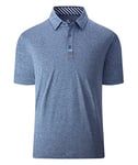 JACKETOWN Polos Homme Fashion à Veste Polos de Sport d'été Masculin T-Shirts Sportifs Hommes à Séchage Rapide Bleu Gris L