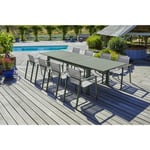 Ensemble repas de jardin 8 places en aluminium kaki MIAMI  