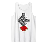 Cross Flowers Roses Commemorative Christian Crucifix Crosses Tank Top