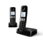 Philips D2552B Cordless DECT Landline Phone, Home Telephone with Caller ID, Call Blocking and Answering Machine - Two Handsets