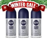 Nivea Men Silver Protect Roll-On Deodorant Antibacterial 50ml 3-Pack