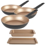 Russell Hobbs Opulence Frying Pan Bakeware Set Non-Stick Induction Gold 5 Piece