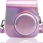 Caméra Housse Compatible Fujifilm Instax Mini 11 Appareil Photo Instantané - Sac de Caméra en Cuir Voyage Caméra Case Sac avec bandoulière Amovible (Rose Magique)