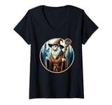 Womens A majestic, long-haired cat dressed as a wise wizard V-Neck T-Shirt