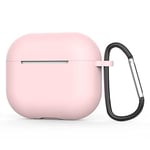 Compatible avec Apple AirPod 3ème génération 2021 - Coque de Protection en Silicone avec Porte-clés - LED Avant Visible - Rose