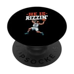 He Is Rizzin' Funny Jesus, joueur de basket, entraîneur, fan sports PopSockets PopGrip Interchangeable