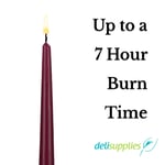 Burgundy Taper Dinner Candles  9" 24cm Candle Unscented 7 Hour Burn Time 5 Pack