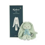 Kaloo - Lapinoo - Pantin Lapin - Peluche Bébé Bi-Matières Jersey et Tricot - 25 cm - Couleur Acqua - Matières très Douces - Boîte Cadeau - Dès la Naissance, K969938