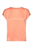 Viellette S/S Satin Top - Noos Tops T-shirts & Tops Short-sleeved Coral Vila