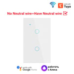 TUYA-Joli d'éclairage WiFi Smart Home,US,No melon al Line,avec melon al Line 1,2,3/4 Gang,Via Smart Life,Alexa,Google Home - Type 2Gang White