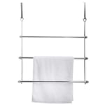 3 TIER OVER DOOR TOWEL RAIL HOLDER HANGER TIDY STAND RACK AIRER CHROME