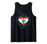 Lebanese Flag Vintage Heart Lebanon Fan Retro Tank Top