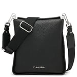 Calvin Klein Fay North/South Petit Sac à bandoulière Femme, Noir/argenté, Taille Unique