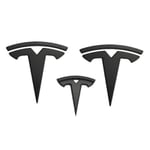 3x Matt Svart T-Logotyp Huvemblem Tesla Model Y