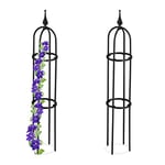 Relaxdays Trellis obélisque, Lot de 2, 85 m de Hauteur,pour Plantes grimpantes, en métal, Stable, Tour pour Rosier, Noir