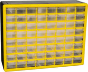 Akro-Mils 10164 64-Drawer Plastic Drawer Storage Cabinet for Garage Organization, Lego Storage, Teacher Toolbox, Makeup Organizer, and More, 20-Inch W x 6-Inch D x 16-Inch H, Yellow