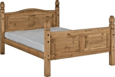 Corona 5ft Bed Frame High Foot End in Distressed Waxed Pine 2 Man Delivery