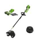 Greenworks Cordless Lawn Trimmer 40V 40cm incl. 2 Battery 2Ah & Charger, 2mm Thread/25cm Brush Cutter Blade, Trimmer Head, Adjustable Handle Brushless Motor GD40BCK2X