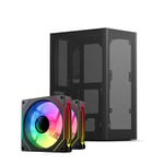 Ssupd Meshlicious Mini ITX Case - Full Mesh - PCIE 4.0 + 2x Sama YF1202 ARGB Infinity Mirror Fans - Black