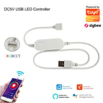 TUYA Zigbee-Mini contrôleur de bande LED intelligent,5V,12V,24V,RGBW,RGBWW,RGB + CCT,contrôleur de gradateur RVB,Alexa Echo Plus,commande vocale - Type RGBCCT USB