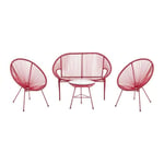 Salon de jardin en fils de résine tressés : 2 fauteuils, un banc et une table - Terracotta - ALIOS III de MYLIA