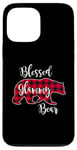 Coque pour iPhone 13 Pro Max Blessed Glammy Bear Red Buffalo Check Plaid Cadeau pour grand-mère