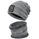 Bequemer Laden Hommes Femmes Hiver Bonnet Écharpe Ensemble Chaud Tricot Doublé Polaire Chapeau Cache-Cou Cadeau Homme Femme