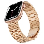 SUNFWR Compatible avec Bracelet Apple Watch 45mm 44mm 42mm(Series 3/2/1) pour Hommes Femmes, Bracelet en Métal en Acier Inoxydable pour iWatch Séries 9/8/7/6/5/4/3/2/1/SE/SE2(Rose)