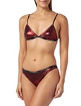 Emporio Armani Women's Triangle Bra+T-Thong Dot Foil Gift Set Lingerie, Black/Ruby Print, S