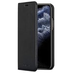 Etui iPhone 11 Pro Noir Cuir Végétalien - CASEZA Oslo Housse Folio à Rabat Portefeuille Livre en Simili Cuir pour iPhone 11 Pro (5,8") Originale - Ultra Mince avec Fermeture Magnétique