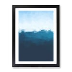 Sailing Boat Alone In The Ocean In Abstract Modern Framed Wall Art Print, Ready to Hang Picture for Living Room Bedroom Home Office Décor, Black A4 (34 x 25 cm)