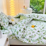 Luofanfei Housse de Couette Verte 240 x 260 Feuilles Motif Plantes Parure de Lit Microfibre Adulte Vert Parure Housse Couette avec Fermeture Éclair 2 Personnes avec 2 Taies d'oreiller 65x65cm