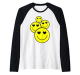 Retro Psychedelic Smile Face 90s Fashion For Men Women Kids Raglan Baseball Tee