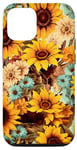 Coque pour iPhone 12/12 Pro Western Boho Turquoise Tournesols Rodéo Cowgirl Girl