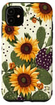 Coque pour iPhone 11 Violet Pop Art Pois Western Boho Léopard Tournesols