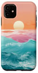 Coque pour iPhone 11 Wavy Colors Minimal Beachly Sunset Phone Cover