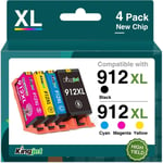 912Xl Pack De 4 Cartouches D'Encre Compatibles Avec Cartouche Hp 912 Xl Pour Hp Officejet Pro 8022 8020 8024 8023 8025 Hp Officejet 8010 8012 8014 8015[DYJ072509]